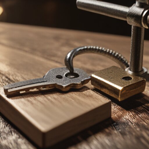 A bent lockpick next to a practice padlock, evidence of a failed attempt