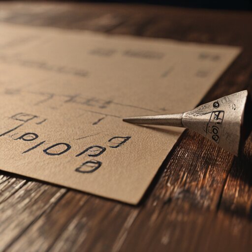 A scrap of paper covered in pencilled checkout arithmetic — a halving ladder from 32 down through D16, D8, D4 — beside a steel-tip dart on a pub table.