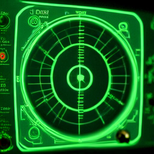 An analog oscilloscope displaying green phosphor traces forming a simple face shape on the CRT screen