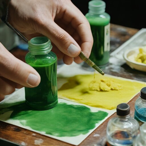 Coating watercolour paper with cyanotype sensitizer solution under tungsten light