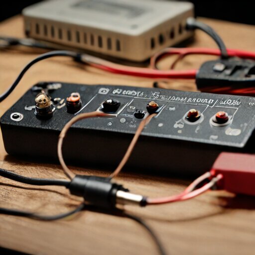 Hand-wound guitar pickup showing fine copper wire around alnico pole pieces with multimeter in background